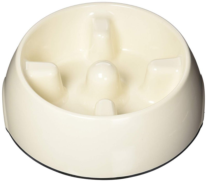 Dogit Go Slow Anti-Gulping Dog Bowl, White, Large - Image 1
